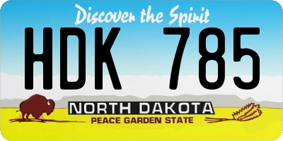 ND license plate HDK785
