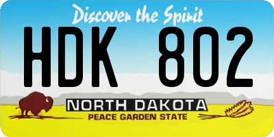 ND license plate HDK802