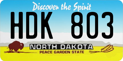 ND license plate HDK803