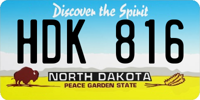 ND license plate HDK816