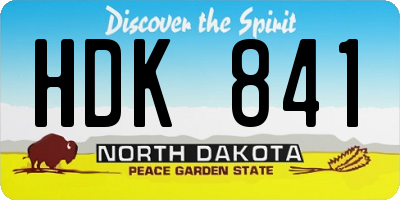 ND license plate HDK841