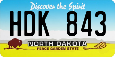 ND license plate HDK843