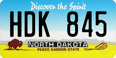ND license plate HDK845