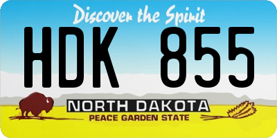 ND license plate HDK855