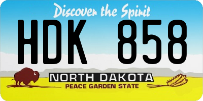 ND license plate HDK858