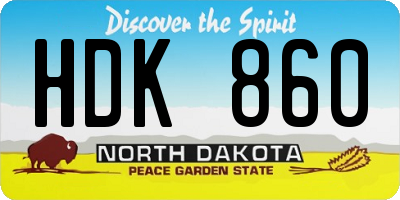 ND license plate HDK860