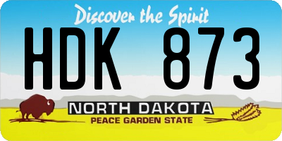 ND license plate HDK873