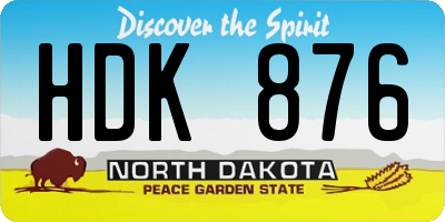 ND license plate HDK876