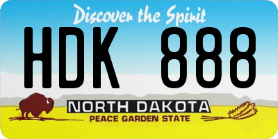 ND license plate HDK888