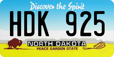 ND license plate HDK925