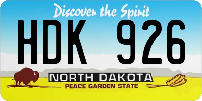 ND license plate HDK926