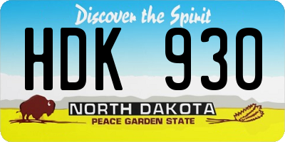 ND license plate HDK930