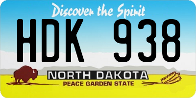 ND license plate HDK938