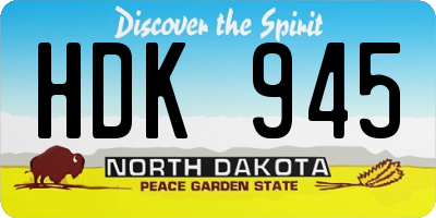 ND license plate HDK945