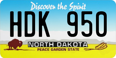 ND license plate HDK950
