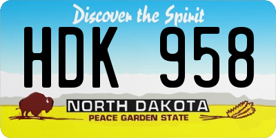 ND license plate HDK958