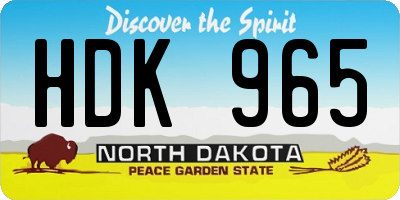 ND license plate HDK965
