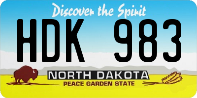 ND license plate HDK983