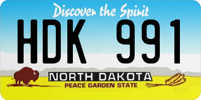 ND license plate HDK991