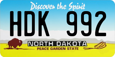 ND license plate HDK992