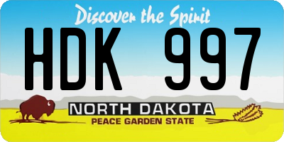 ND license plate HDK997