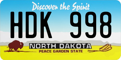 ND license plate HDK998