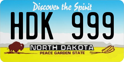 ND license plate HDK999