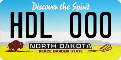 ND license plate HDL000