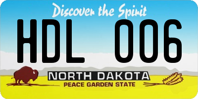ND license plate HDL006