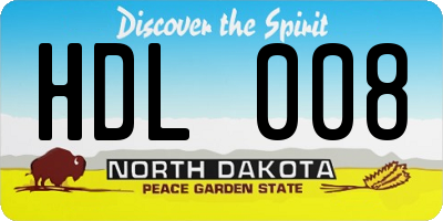 ND license plate HDL008