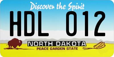 ND license plate HDL012