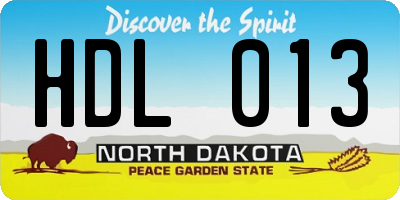 ND license plate HDL013