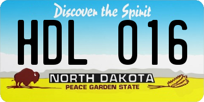 ND license plate HDL016