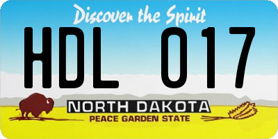 ND license plate HDL017
