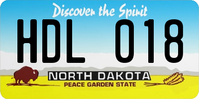 ND license plate HDL018