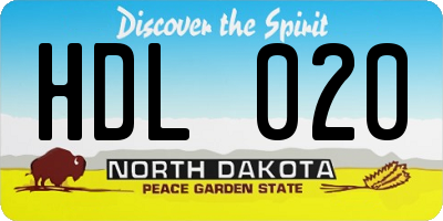 ND license plate HDL020