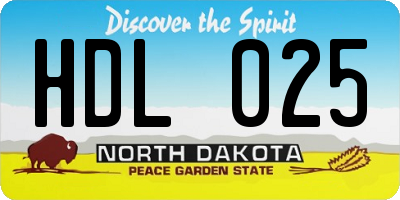 ND license plate HDL025