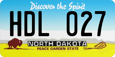ND license plate HDL027