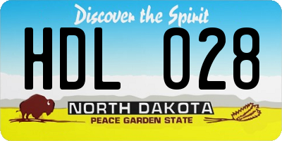 ND license plate HDL028