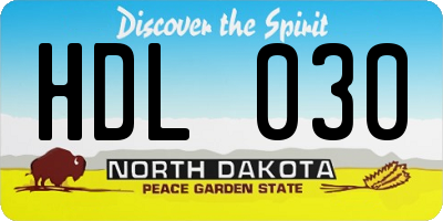 ND license plate HDL030
