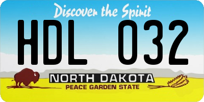 ND license plate HDL032