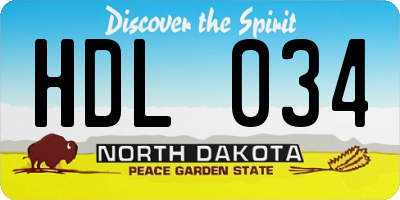 ND license plate HDL034