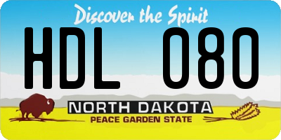 ND license plate HDL080
