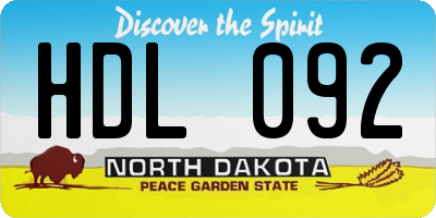ND license plate HDL092