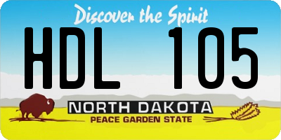 ND license plate HDL105