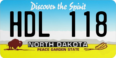 ND license plate HDL118