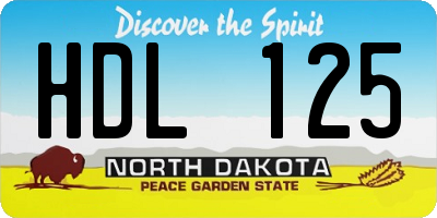 ND license plate HDL125