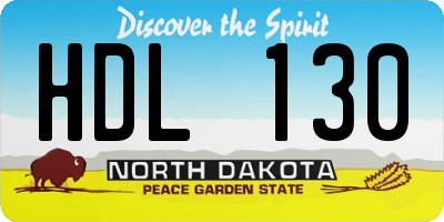 ND license plate HDL130