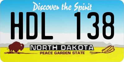 ND license plate HDL138