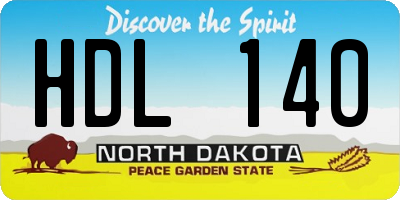 ND license plate HDL140